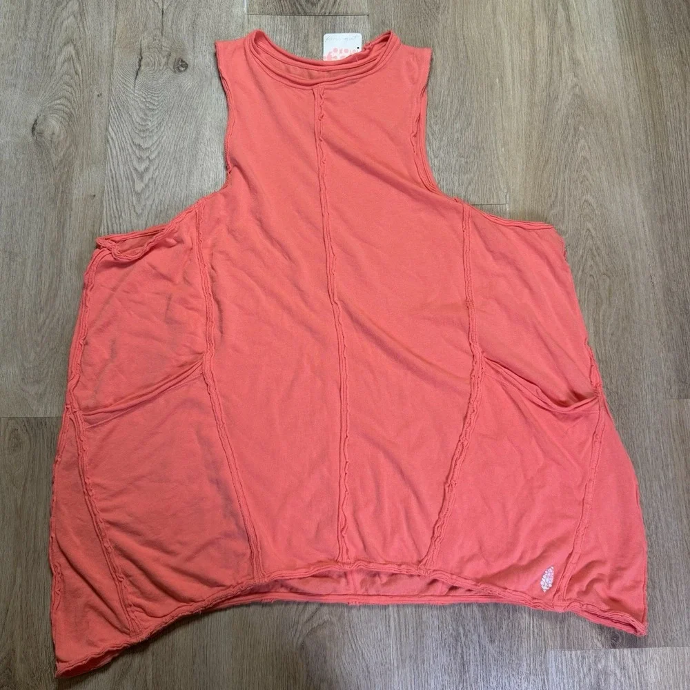 NWT free people fp movement coral‎ sleeveless tunic top with pockets S $48